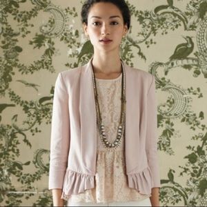 Anthropologie Catonnier Blush Pink Ruffled Blazer